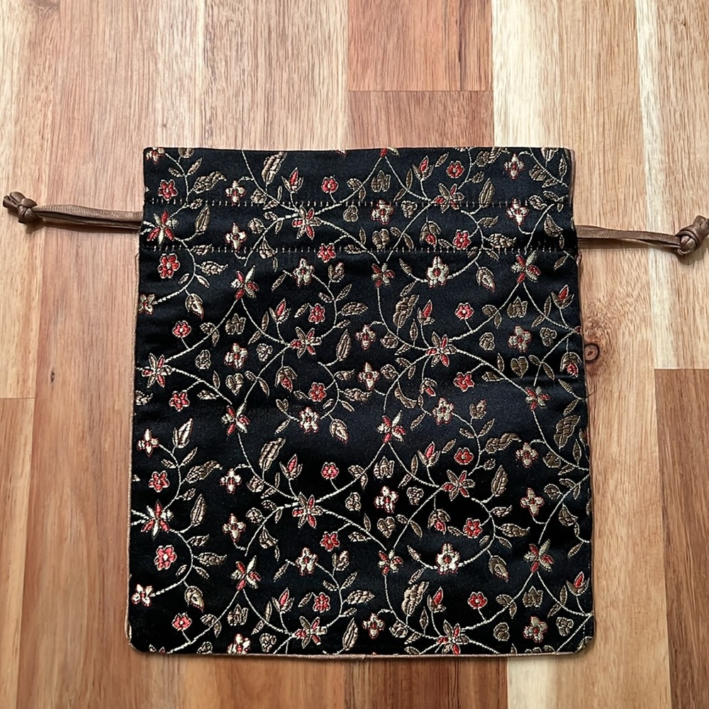 Floral Silk Drawstring Bag